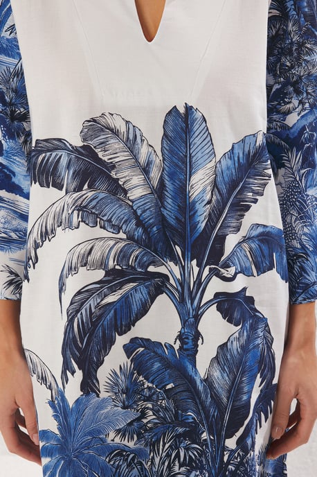 Damesjurk in zeer kleurrijke, bedrukte midi-lengte, oversized model, perfect voor op het strand. - Image 2