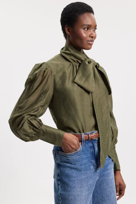 Organdie Woven Pussybow Blouse - Image 3