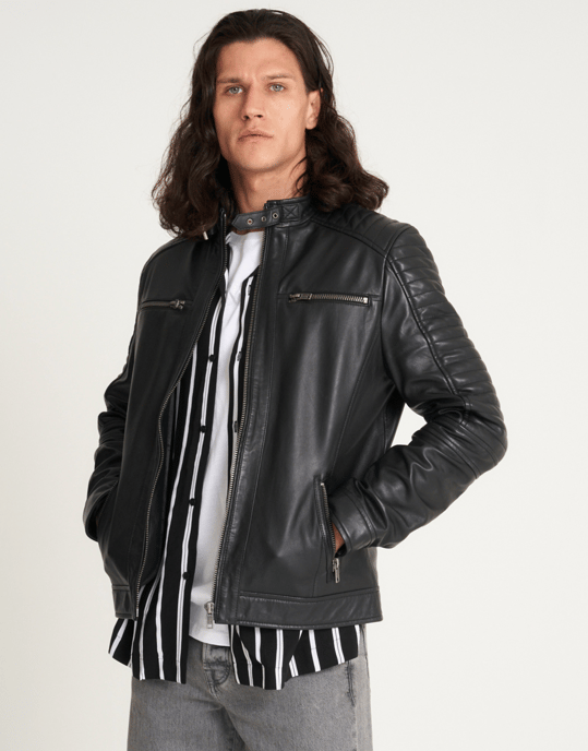 Real Leather Racer Jacket - Image 2