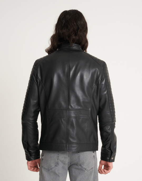 Real Leather Racer Jacket - Image 4