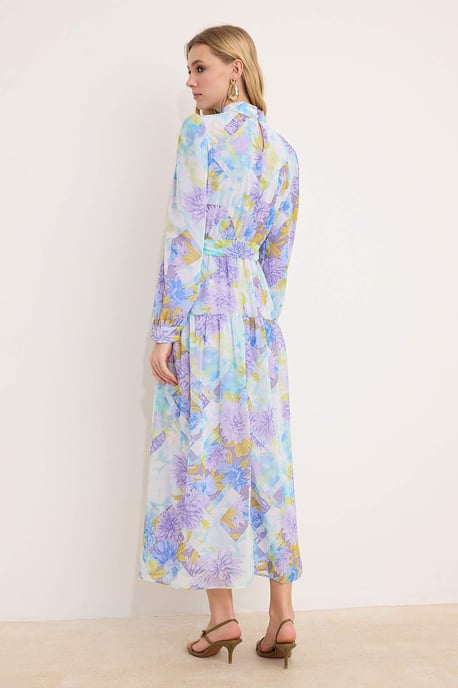 Blommig maxiklänning med A-linjeformad hijab för dam, avslappnad/vardaglig - Image 3