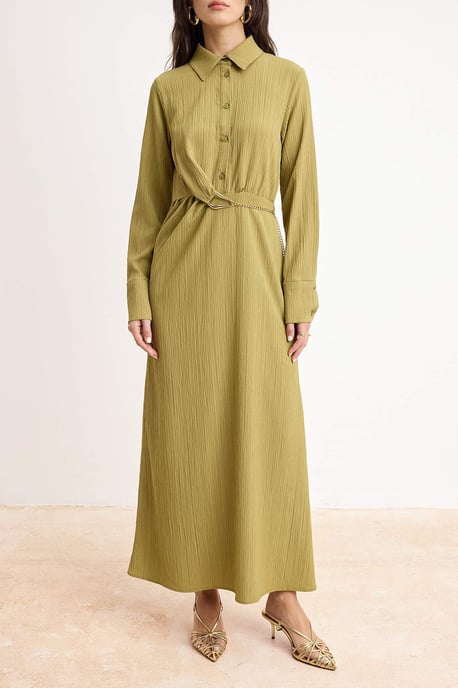 Damklänning med platt maxi-krage, avslappnad/vardaglig hijab-linje - Image 2