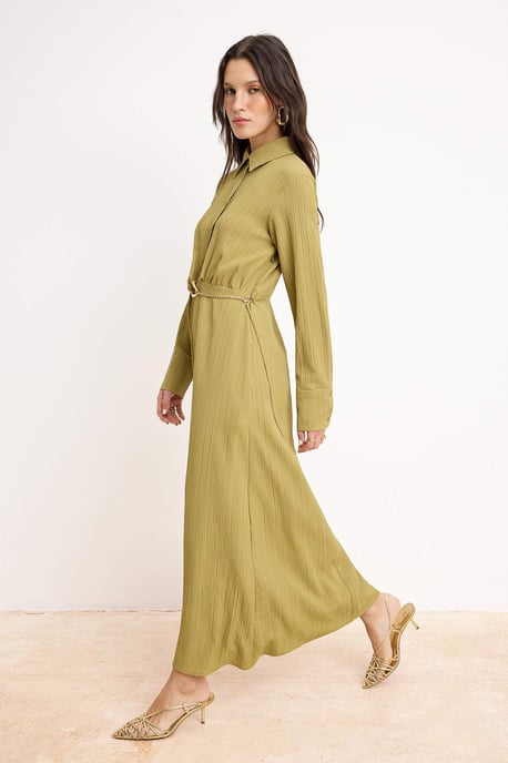 Damklänning med platt maxi-krage, avslappnad/vardaglig hijab-linje - Image 4