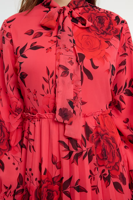 Damklänning med rosa blommig maxilång hijab, vanlig klänning/vardagsklänning, för kvinnor - Image 3