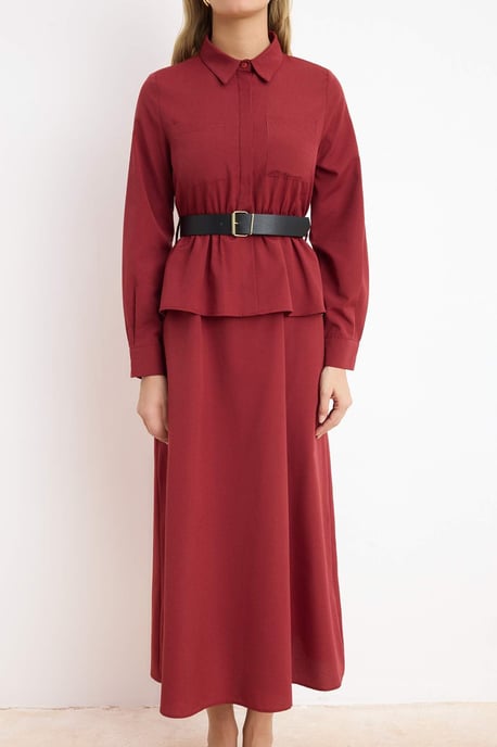 Damklänning med platt maxi-krage, avslappnad/vardaglig hijab-linje - Image 2
