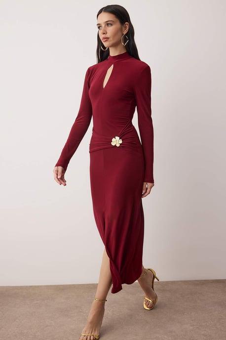 Rak maxiklänning med lång, chic/nattliknande bodycon-mönster för kvinnor - Image 1