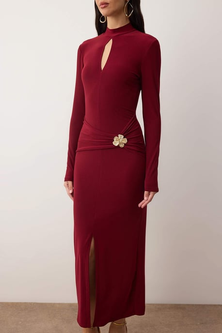 Rak maxiklänning med lång, chic/nattliknande bodycon-mönster för kvinnor - Image 2