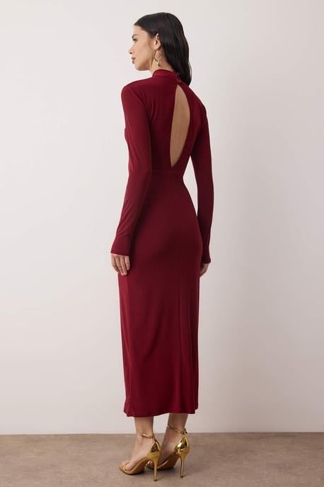 Rak maxiklänning med lång, chic/nattliknande bodycon-mönster för kvinnor - Image 3