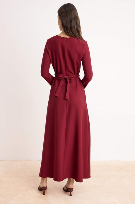 Platt maxiklänning med lång shift hijab för kvinnor - Image 3