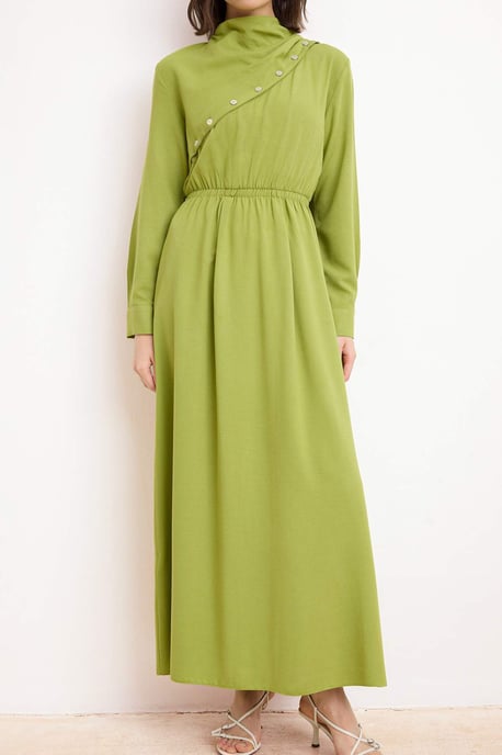 Damklänning med platt maxi-krage, avslappnad/vardaglig hijab-linje - Image 2