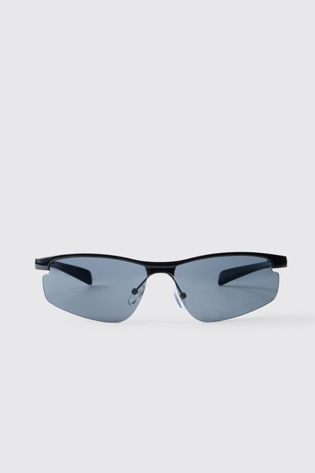Metal Rim Wrap Around Sunglasses - Image 2
