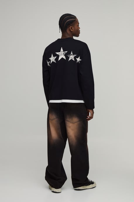 Super Baggy Panelled Washed Jeans - Image 2