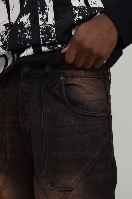 Super Baggy Panelled Washed Jeans - Image 3