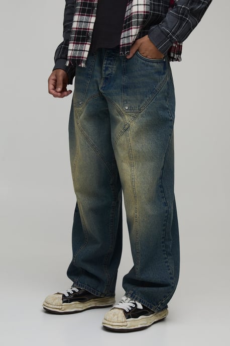 Super Baggy Panelled Washed Jeans - Image 1