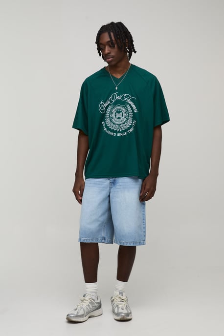 Oversized Mesh Embroidered Panelled Hockey Top - Image 4