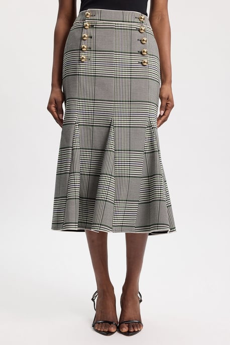 Petite Tailored Check Godet Midi Skirt - Image 2