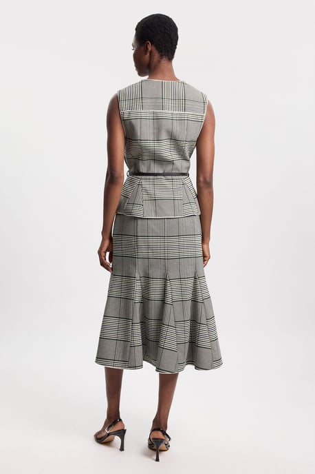 Petite Tailored Check Godet Midi Skirt - Image 3