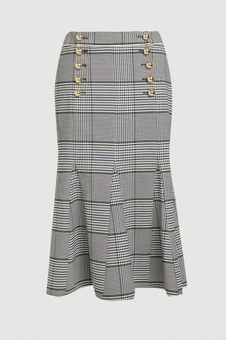Petite Tailored Check Godet Midi Skirt - Image 4