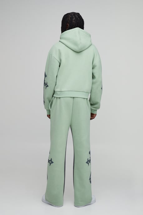 Shrunken Cross Hooded Zip Flare Gusset Tracksuit - Image 2