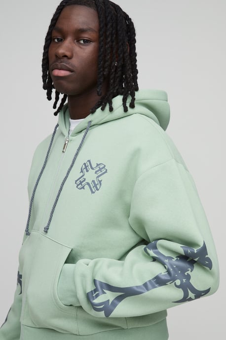 Shrunken Cross Hooded Zip Flare Gusset Tracksuit - Image 3
