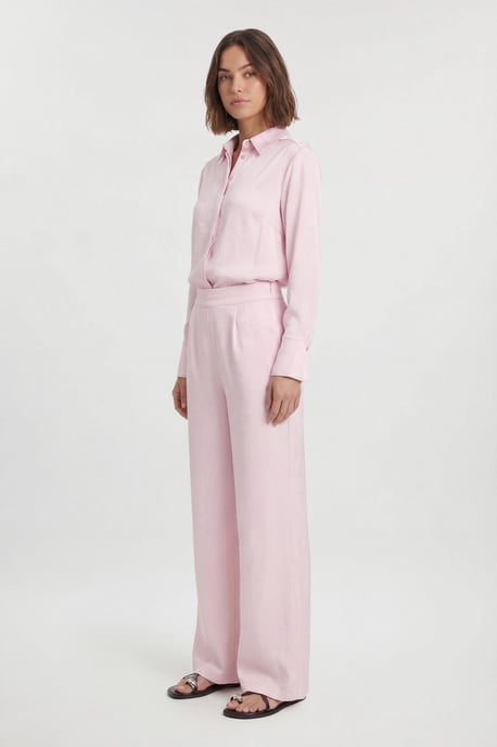 Hammered Satin Wide Leg Woven Trouser - Image 5