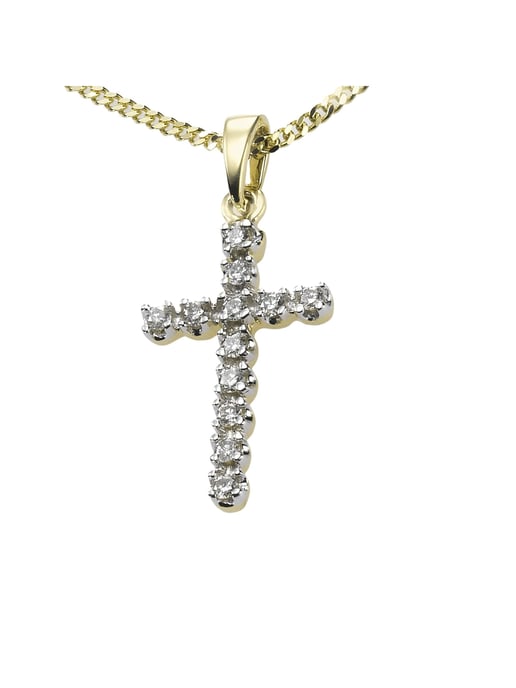 Diamonds by Ellen K. Necklace Gold 585 cross with 12x diamonds totalling 0.12ct. - Image 3