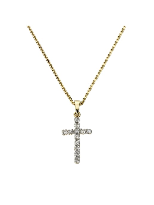 Diamonds by Ellen K. Necklace Gold 585 cross with 12x diamonds totalling 0.12ct. - Image 4