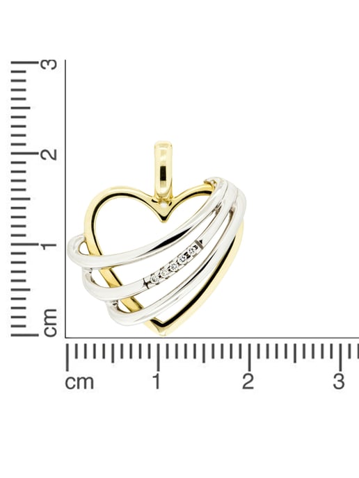 Orolino Trailer 585 gold two-tone heart with 5x brilliant-cut diamonds 0.025ct. - Image 2
