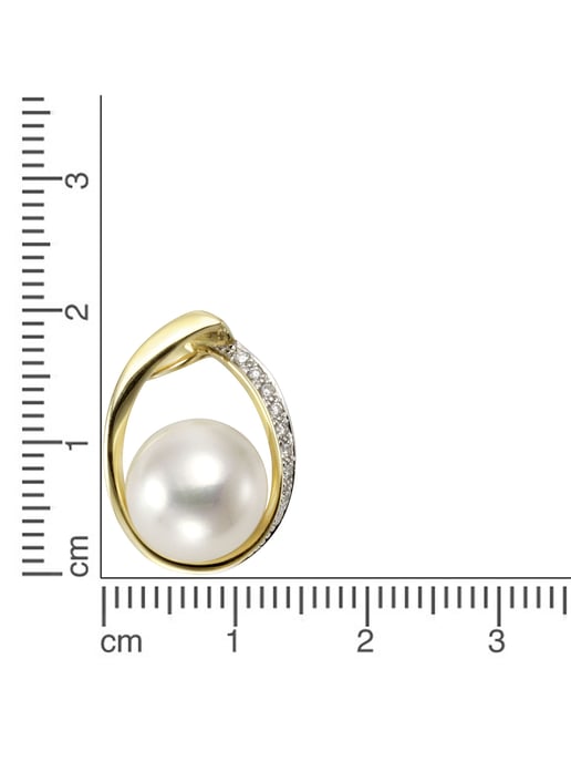 Orolino Trailer Gold 585 with white pearl 10,5-11mm + 9x brilliant cut diamonds in total 0,045ct. - Image 2