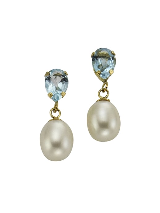 Fascination by Ellen K. Earrings Gold 333 pearl white topaz blue (beh.) - Image 3