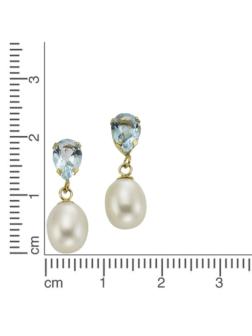 Fascination by Ellen K. Earrings Gold 333 pearl white topaz blue (beh.) - Image 4