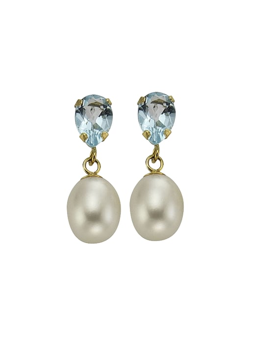 Fascination by Ellen K. Earrings Gold 333 pearl white topaz blue (beh.) - Image 5