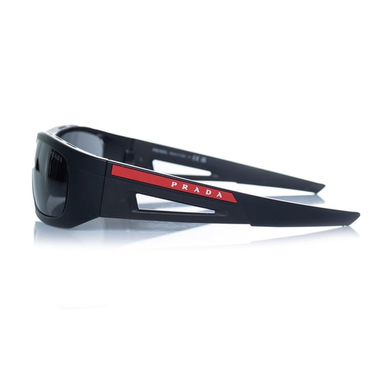 Prada, matte black sunglasses with red logo - Image 3