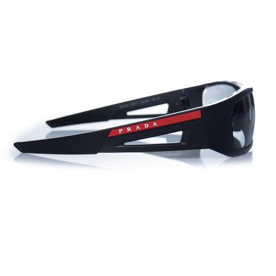 Prada, matte black sunglasses with red logo - Image 5