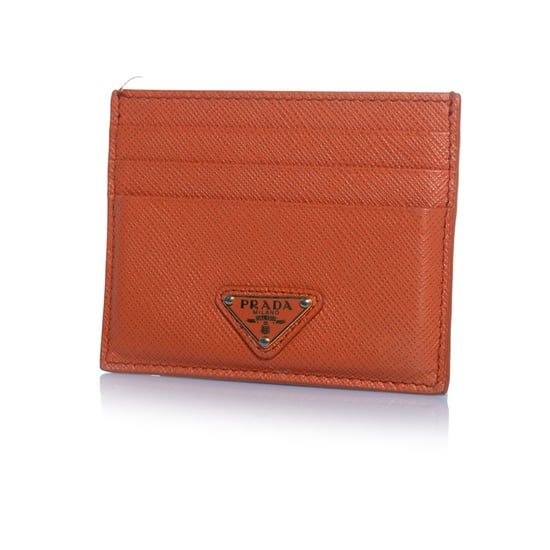 Prada, saffiano leren kaartenhouder in oranje - Image 1