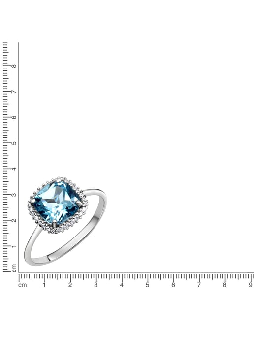 Fascination by Ellen K. Ring 375 white gold with blue topaz and white zirconia - Image 4