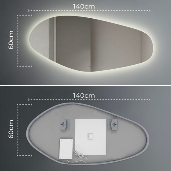 Lumoire ® spiegel met verlichting river 140 cm organisch badkamerspiegel - - Image 1