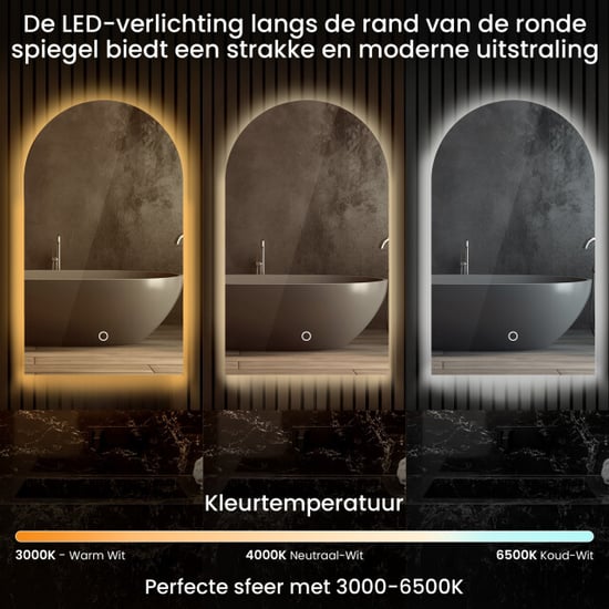 Lumoire ® badkamerspiegel met verlichting serenity 45 x 100 cm half ovaal - - Image 3