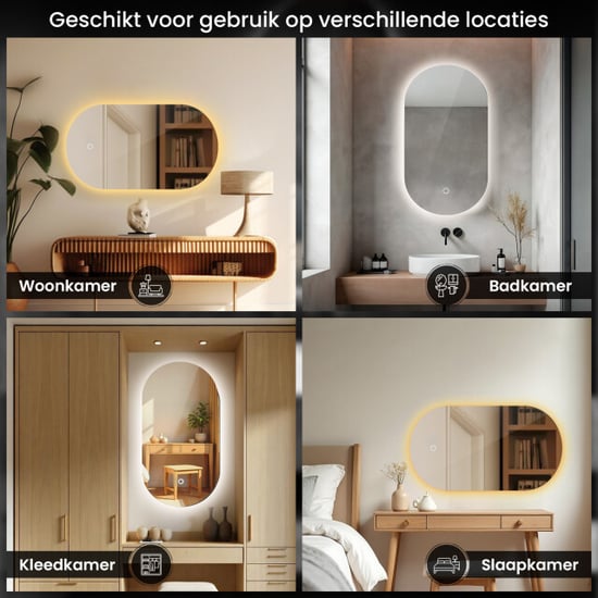 Lumoire ® spiegel met verlichting lux 50 x 90 cm ovaal badkamerspiegel - - Image 3