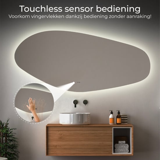 Lumoire ® spiegel met verlichting river 140 cm organisch badkamerspiegel - - Image 4