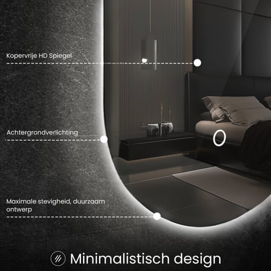 Lumoire ® spiegel met verlichting lux 50 x 90 cm ovaal badkamerspiegel - - Image 5