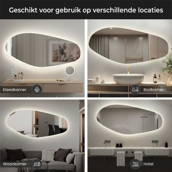 Lumoire ® spiegel met verlichting river 140 cm organisch badkamerspiegel - - Image 6