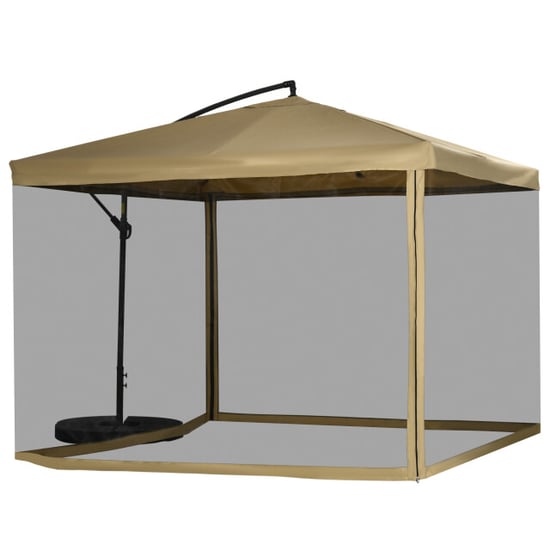 4goodz Zweefparasol vierkant met klamboe en parasolvoettegels 295 cm - - Image 1
