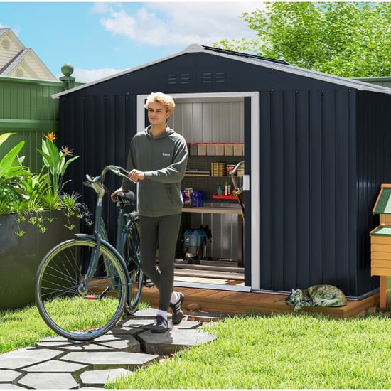 4goodz Tuinschuur metaal met bodemframe 277x195x192 cm donker - Image 2