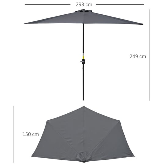 4goodz Halfronde aluminium muurpparasol met zwengel - - Image 3