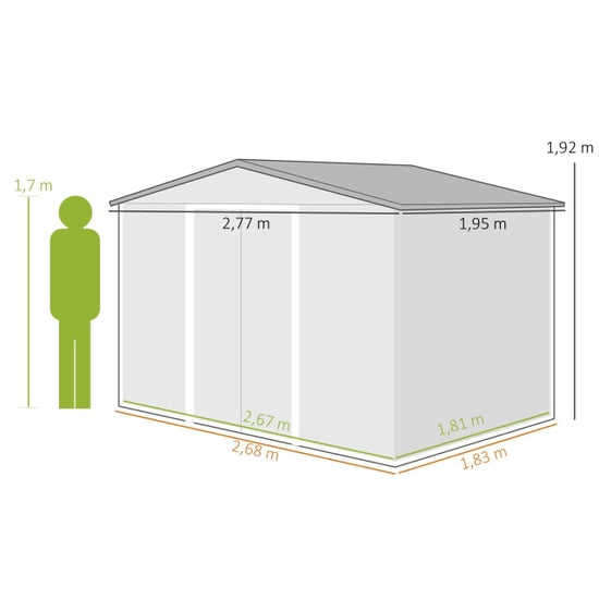 4goodz Tuinschuur metaal met bodemframe 277x195x192 cm - - Image 3