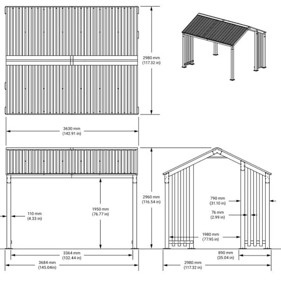Sojag Lito 1012 paviljoen van aluminium 3x3,7 m houtlook - Image 4