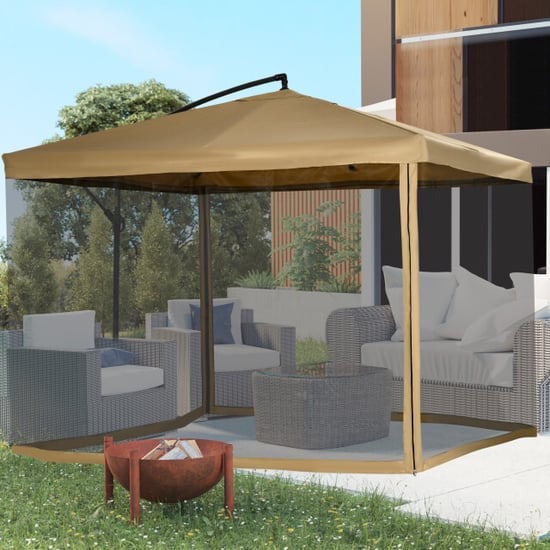 4goodz Zweefparasol vierkant met klamboe en parasolvoettegels 295 cm - - Image 5