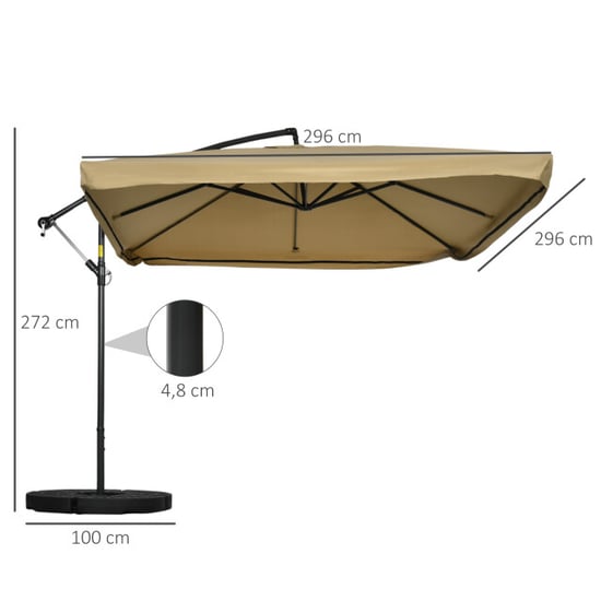 4goodz Zweefparasol vierkant met klamboe en parasolvoettegels 295 cm - - Image 6