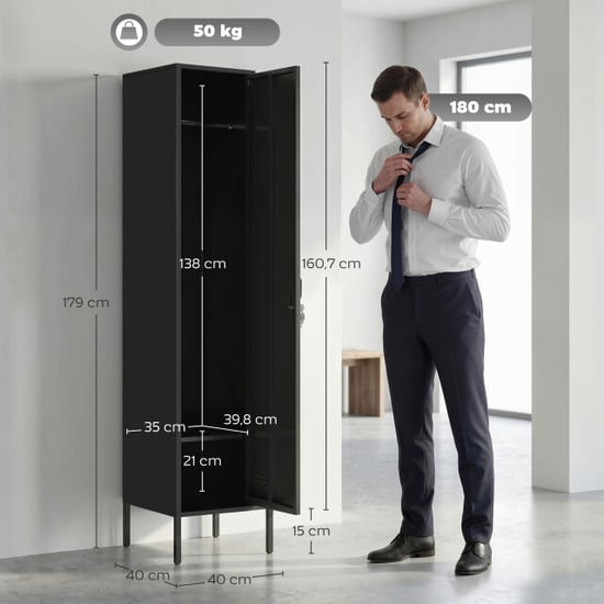 4goodz Locker archiefkast metaal met afsluitbare deur 40x40x179 cm - - Image 3
